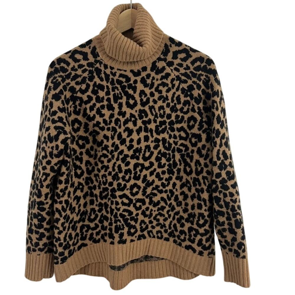 J. Crew Turtleneck Sweater in Leopard Supersoft Yarn Women Size Small